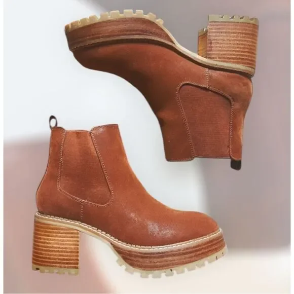 MIA Alejandro Platform Chelsea Ankle Boot Chestnut Size 9 - Picture 9 of 9